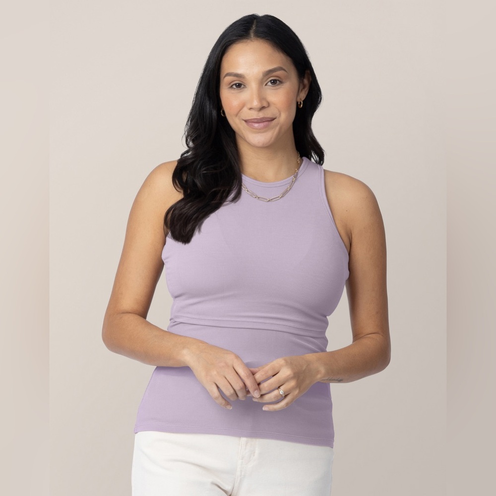 Kindred bravely Ribbed‎ Bamboo Racerback Nursing Tank Lavender Mist Small Nwt